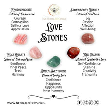 Load image into Gallery viewer, Love Stones Crystal Healing Set With Crystal Information Cards / Crystals for Manifesting and Attracting Love / Self-Love Crystals
