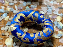 Load image into Gallery viewer, Tibetan Singing Bowl Silk Pillow Cushion Ring / Color Choice Red or Blue / Handmade in Nepal
