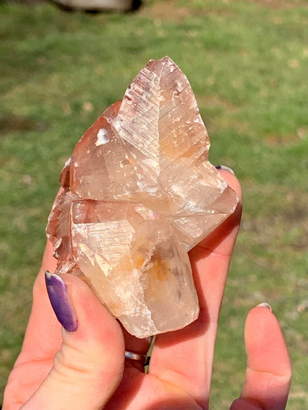 Raw Red Calcite Crystal Cluster - Rainbow Inclusions - Unique, Natural Specimen