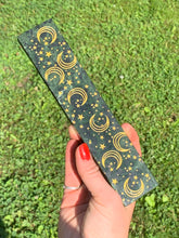 Load image into Gallery viewer, Green Jade Crystal Charging Stick / Plate Moon &amp; Stars Etched
